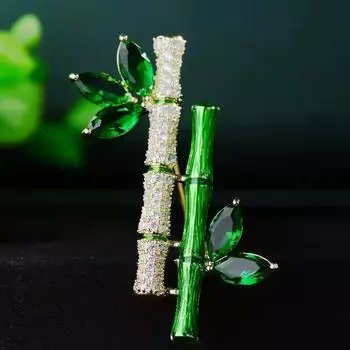 Элегантная зеленая бамбуковая брошь для женщин, аксессуары для корсажа с мирным темпераментом