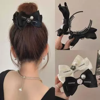 Элегантная жемчужная шпилька-бабочка «Камелия» для женщин — универсальная заколка-акула для затылка и пучка