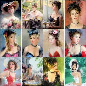 Элегантная женщина, алмазная живопись, инструмент для рисования в помещении, картина с бриллиантами 5d, быстрая доставка, мозаика, вышивка, полное искусство Full Round 20x30CM