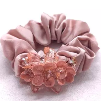 Элегантная Женщина Бисероплетение Кристалл Широкая Резинка для Волос Завязывание Волос Цветок Банкет Фестиваль Сатин Кольцо-кишка Большая Резинка для Головы Головной Убор