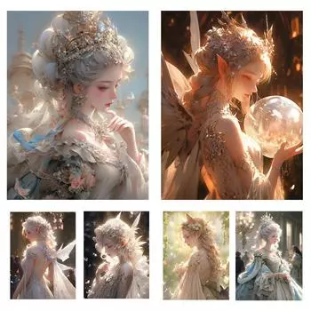 Элегантная женщина DIY Алмазная картина Фэнтези Принцесса Ангел 5D Пазл Полная мозаика Вышивка Искусство Крест Домашнее украшение Full Round 20x30CM