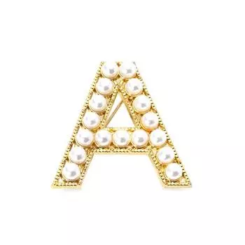 Элегантная женская брошь с буквами из искусственного жемчуга, значок на лацкане костюма