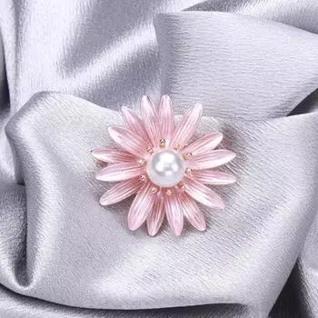 Элегантная женская брошь в форме цветка, декор из искусственного жемчуга, булавка для лацкана, шаль, кардиган, пальто, брошь, булавка, эмаль, простой значок, ювелирное изделие, подарок розовый