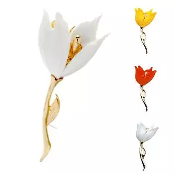 Элегантная женская брошь в форме тюльпана в форме цветка, нагрудник, кардиган, шаль, орнамент белый