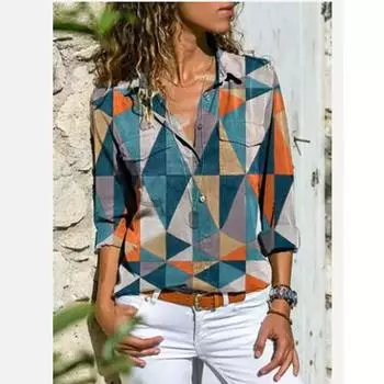 Элегантная женская рубашка свободная с длинным рукавом большого размера женская повседневная женская рубашка топы XXXXXL синий