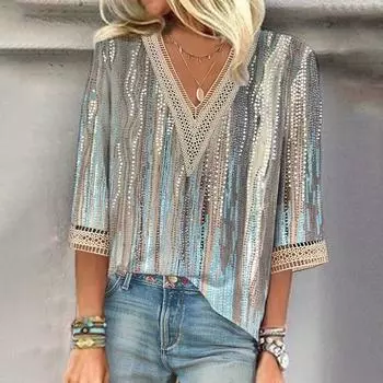 Элегантная женская рубашка, топ, повседневная женская рубашка на выходные и праздники, свободная блузка с короткими рукавами S