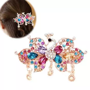 Элегантная женская заколка для волос с бахромой и кристаллами, заколка для волос со стразами, боковая заколка, головной убор, весенняя клипса-карточка разноцветный