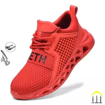 Элегантная женская защитная рабочая обувь, устойчивая к ударам гвоздей, женская обувь, удобные легкие уличные женские ботинки 36