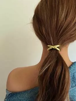 Элегантная золотая металлическая простая резинка для волос, женская роскошная стильная резинка для волос, простая шикарная резинка для волос, резинка для волос, аксессуары для волос 1pc-gold