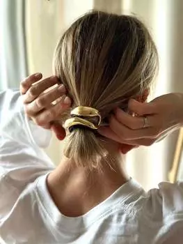 Элегантная золотая металлическая простая резинка для волос, забавные изогнутые ленты, женская роскошная стильная резинка для волос, простые шикарные аксессуары для волос 1pc-style a