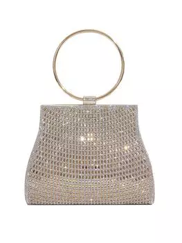 «Элегантная золотая вечерняя сумочка с бриллиантами из полиуретана и магнитной застежкой — женская сумочка на цепочке в европейском и американском стиле» 20x6.5x16CM золотой