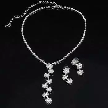 Элегантное длинное колье Little Daisy Flash с бриллиантами, комплект из двух частей ожерелья Little Daisy с бриллиантами, серьги, свадебные украшения белый