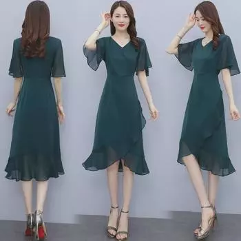 Элегантное длинное платье из атласа и шифона, лето 2021 г. L темно-зеленого