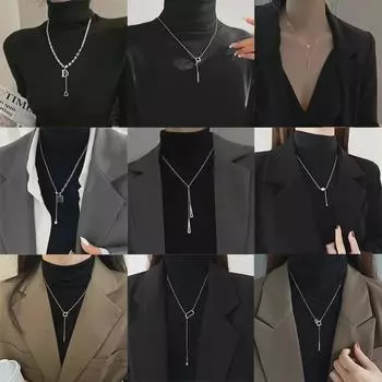 Элегантное двухслойное колье-свитер для женщин - дизайн класса люкс Irregular Geometric Necklace серебряный