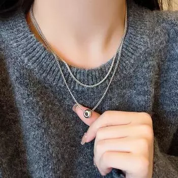 Элегантное двухслойное ожерелье-цепочка в виде свитера – универсальный высококачественный аксессуар для ключицы X1641 серебряный