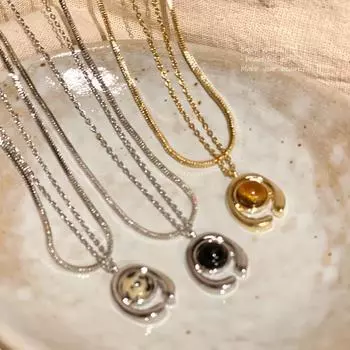 Элегантное двухслойное ожерелье с тигровым глазом — корейский ретро-стиль для женщин X1345 чёрный