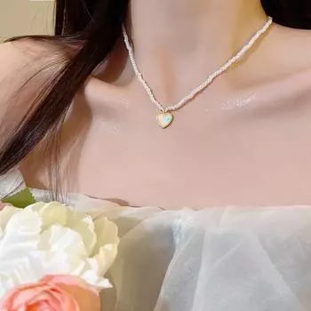 Элегантное градиентное ожерелье Love: Модный дизайн высокого класса Pearl Clavicle X1151 золотой