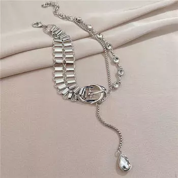 Элегантное хрустальное колье-колье, блестящая подвеска со стразами, ювелирные изделия из цепочки