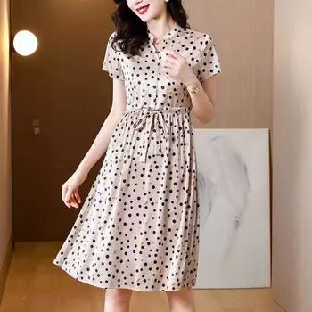 Элегантное и легкое шелковое платье для мам среднего возраста, изготовлено из высококачественного шелка сорта «малбери», изысканное и стильное L