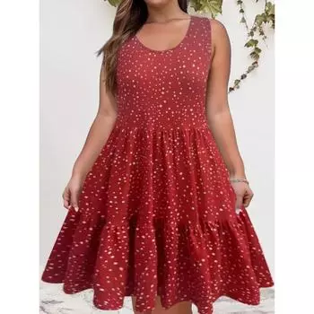 Элегантное и модное платье свободного кроя на весну и лето XL красный