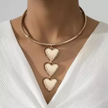 Элегантное и сексуальное ожерелье с подвеской в виде двух сердец — идеально подходит для повседневного и праздничного образа золотой