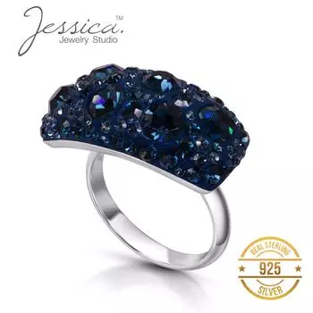 Элегантное коктейльное кольцо Montana Blue Pave из стерлингового серебра 925 пробы с кристаллами