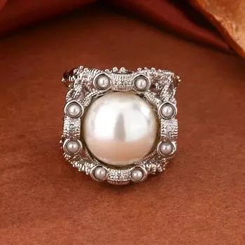 Элегантное кольцо для женщин, жемчужные модные вечерние украшения, женские свадебные украшения с регулируемым отверстием, парные кольца resizable белый