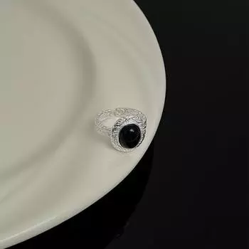 Элегантное кольцо из черного агата для женщин с отличительным винтажным вихревым дизайном, идеально подходящее для шикарных повседневных образов