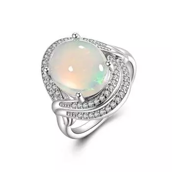 Элегантное кольцо из стерлингового серебра 925 пробы с натуральным опалом для женщин и женщин, ювелирные изделия, подарок на свадьбу, день рождения us ring size 7# белый