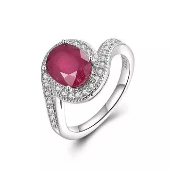 Элегантное кольцо из стерлингового серебра 925 пробы с рубином, натуральные драгоценные камни овальной формы 7*9 мм, большой камень для женщин, подарок на годовщину для мамы 6# красный