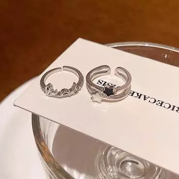 Элегантное кольцо Lucky Charm Glaze Ring - стильное женское контрастного цвета со звездным дизайном J936 серебряный