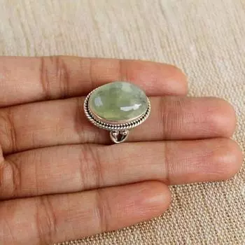 Элегантное кольцо ручной работы из стерлингового серебра 925 пробы с драгоценным камнем пренитом, все размеры Size 3 - 14.05 MM зелёный