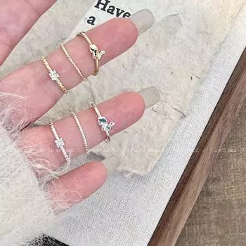 Элегантное кольцо с цирконом в виде кролика: Золото и серебро, универсальные ювелирные изделия Size 6