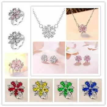 Элегантное кольцо с медным цирконием и цветком — креативный европейский и американский дизайн ювелирных изделий Size 6