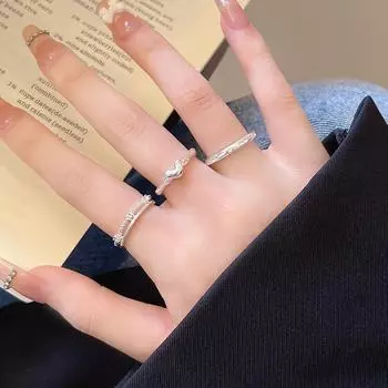 Элегантное кольцо с персиковым сердцем из циркона, многофункциональное, стильный дизайн для указательного пальца J921 серебряный