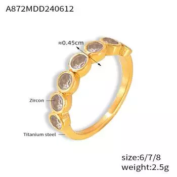 Элегантное кольцо Wind из титановой стали с покрытием из 18-каратного золота, невыцветающее кольцо с цирконием, модные ювелирные изделия для женщин No.6