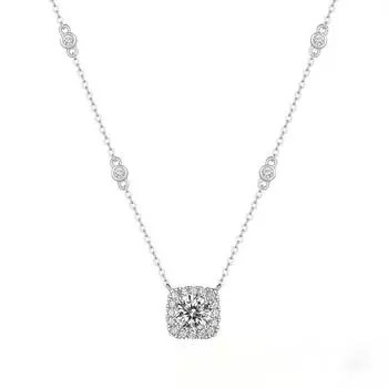 Элегантное колье-цепочка из стерлингового серебра 925 пробы с муассанитом и ключицей — идеально подходит для любого случая белый