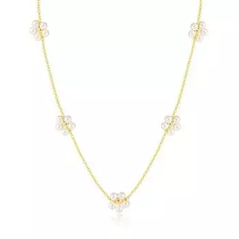 Элегантное колье-чокер из жемчуга, стильное жемчужное колье-цветок, браслет-аксессуар, изысканное украшение для женщин 1 золотой