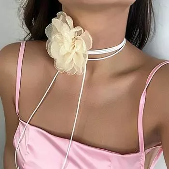 Элегантное колье-чокер с призрачным цветком для женщин, модные украшения, регулируемая веревка на шнуровке, свадебные ожерелья для невесты, воротник