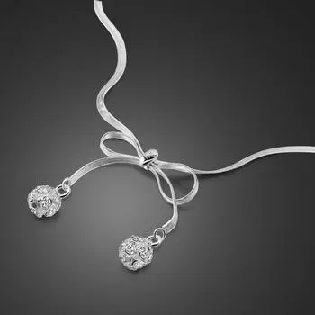 Элегантное колье-колье из 100% стерлингового серебра 925 пробы с бантом, подвеска-цепочка, женское богемное праздничное платье, ювелирное изделие, подарок