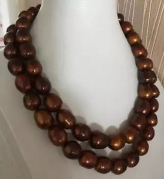 Элегантное колье с шоколадным жемчугом в стиле барокко диаметром 9-10 мм, 32 дюйма