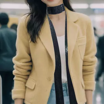 Элегантное колье-шарф с пайетками для вечерних мероприятий чёрный