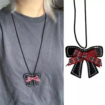 Элегантное кожаное ожерелье-бабочка из искусственной кожи, эффектное ожерелье-бантик, красивая цепочка на шею, ювелирное украшение на шею, аксессуар