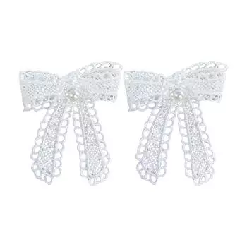 Элегантное кружевное украшение для обуви, уникальный кружевной аксессуар для обуви, украшенный жемчугом, элегантное украшение-клипса для обуви в виде бантика 2