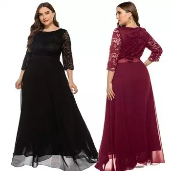 Элегантное кружевное вечернее платье больших размеров, женская одежда для трансграничной внешней торговли, идеально подходит для официальных мероприятий XL красный