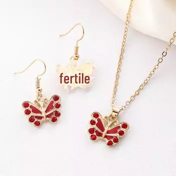 «Элегантное летнее ожерелье и серьги в виде бабочек с бриллиантами» CK0714 золотой