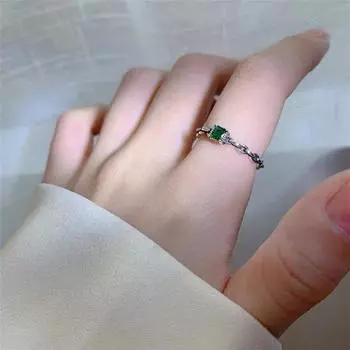 Элегантное маленькое квадратное кольцо для женщин, маленькие зеленые обручальные кольца с цирконом, свадебные украшения, подарок на помолвку серебряный