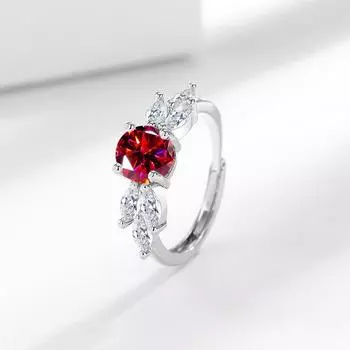 Элегантное медное кольцо с разноцветными цирконами - Потрясающие украшения с драгоценными камнями для женщин Opening adjustable красный