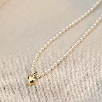 Элегантное медное колье-чокер с жемчугом в форме сердца NK-97 - Универсальный французский стиль для женщин