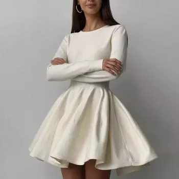 Элегантное мини-платье с длинными рукавами, свитер, женский зимний обтягивающий сексуальный шикарный плиссированный джемпер с круглым вырезом, базовый женский вязаный джемпер L чёрный